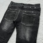 Scene Black Distressed Lace-Up Micro-Flare Jeans