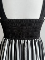 Scene Black and White Striped Spaghetti-Strap Mini Dress