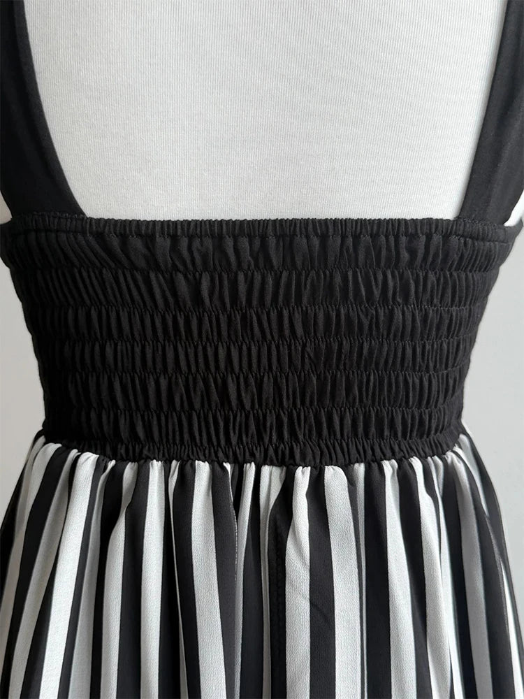 Scene Black and White Striped Spaghetti-Strap Mini Dress