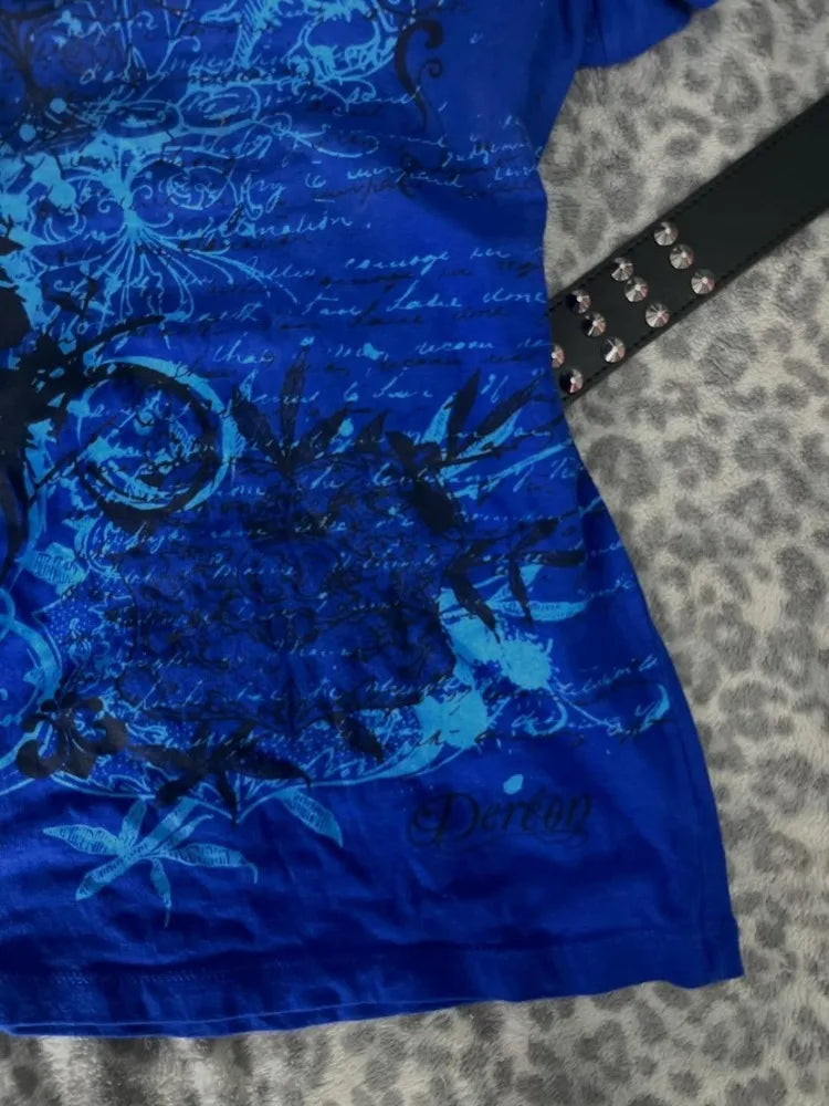 Scene Blue Floral Graphic Short-Sleeve T-Shirt