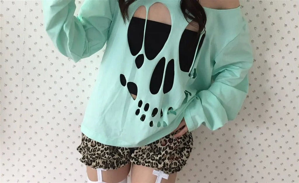 Scene Mint Green Skull Cutout Two-Piece Top Set