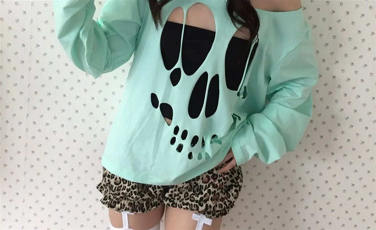 Scene Mint Green Skull Cutout Two-Piece Top Set
