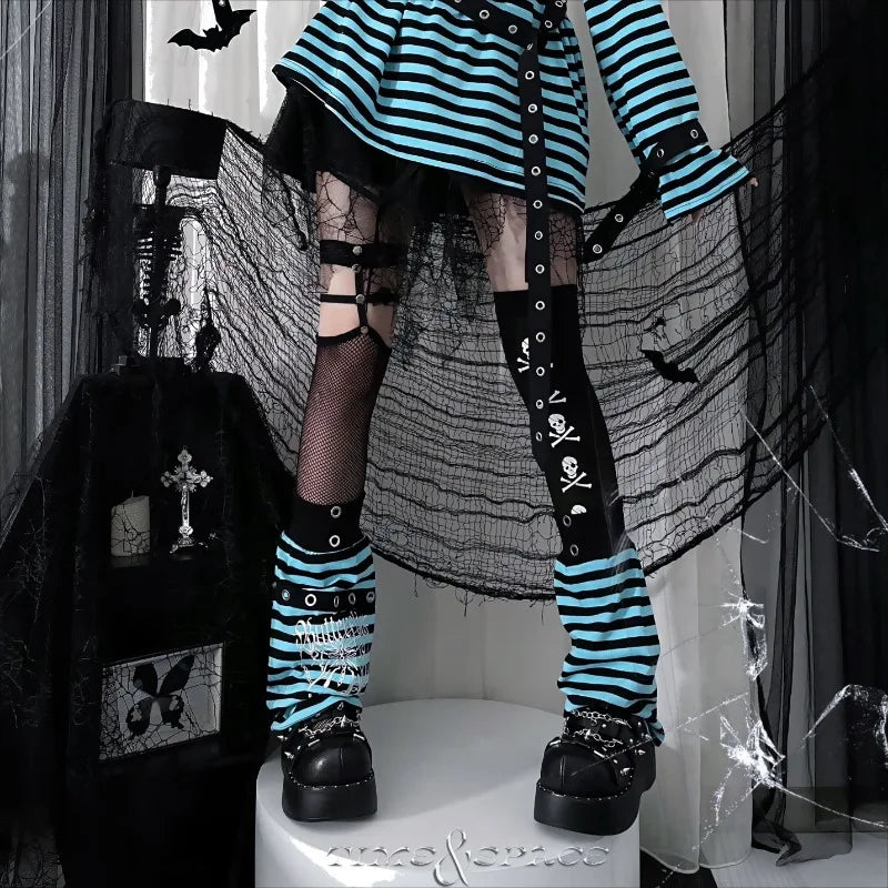 Scene Striped Graphic Long-Sleeve Top with Grommet Details