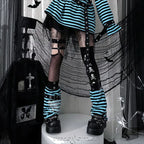 Scene Striped Graphic Long-Sleeve Top with Grommet Details