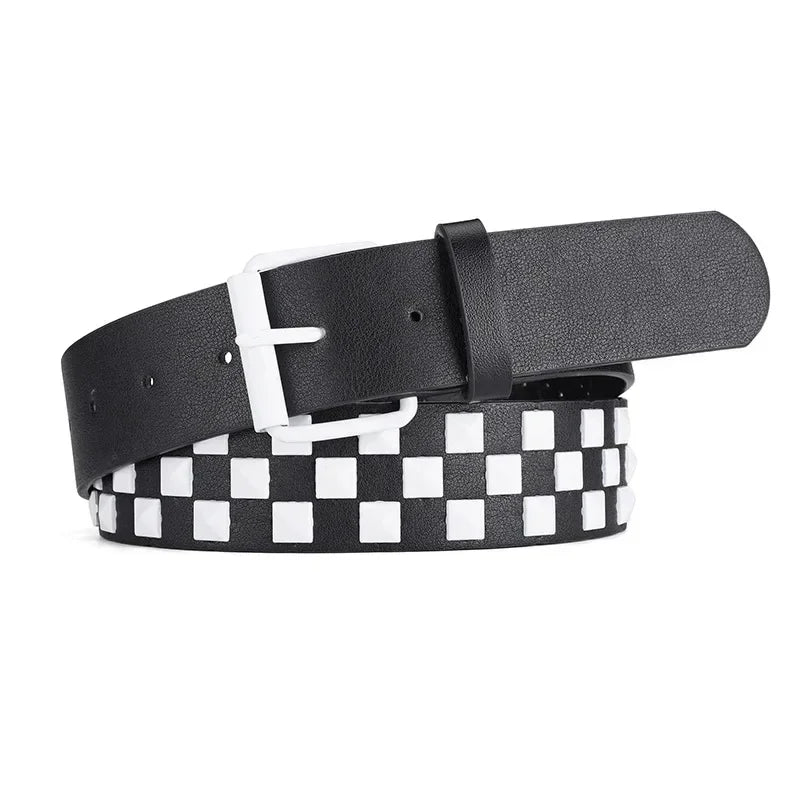 Scene Women's 3.8 cm Studded PU Belt with Metal Buckle