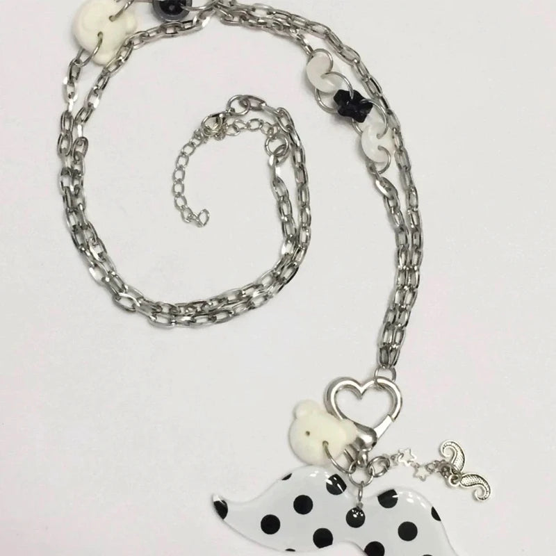 Scene Polka Dot Moustache Pendant Necklace
