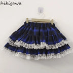 Scene Women's Plaid Lace-Trim Mini Skirt
