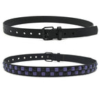 Scene Pyramid Stud PU Belt with Square Rivets – Black with Red, White or Purple Accents