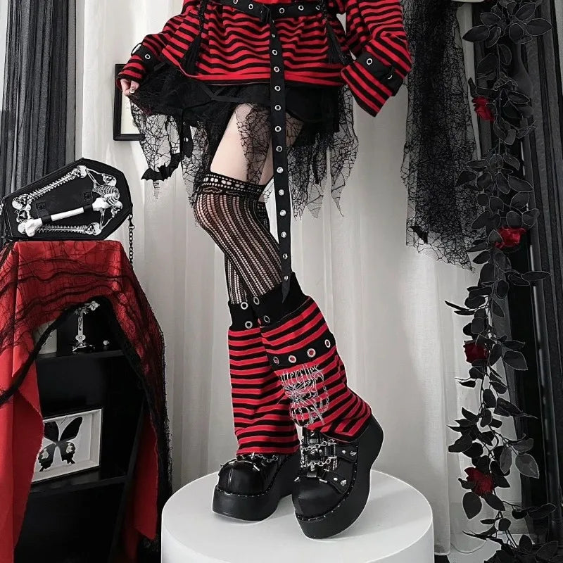 Scene Striped Graphic Long-Sleeve Top with Grommet Details
