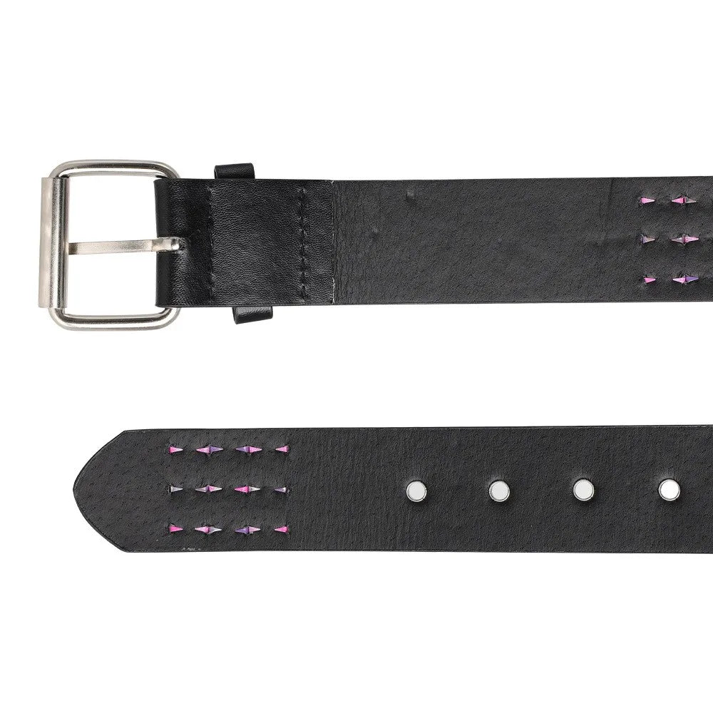 Scene Pink & Purple Studded PU Belt with Silver-Tone Buckle, 110 cm