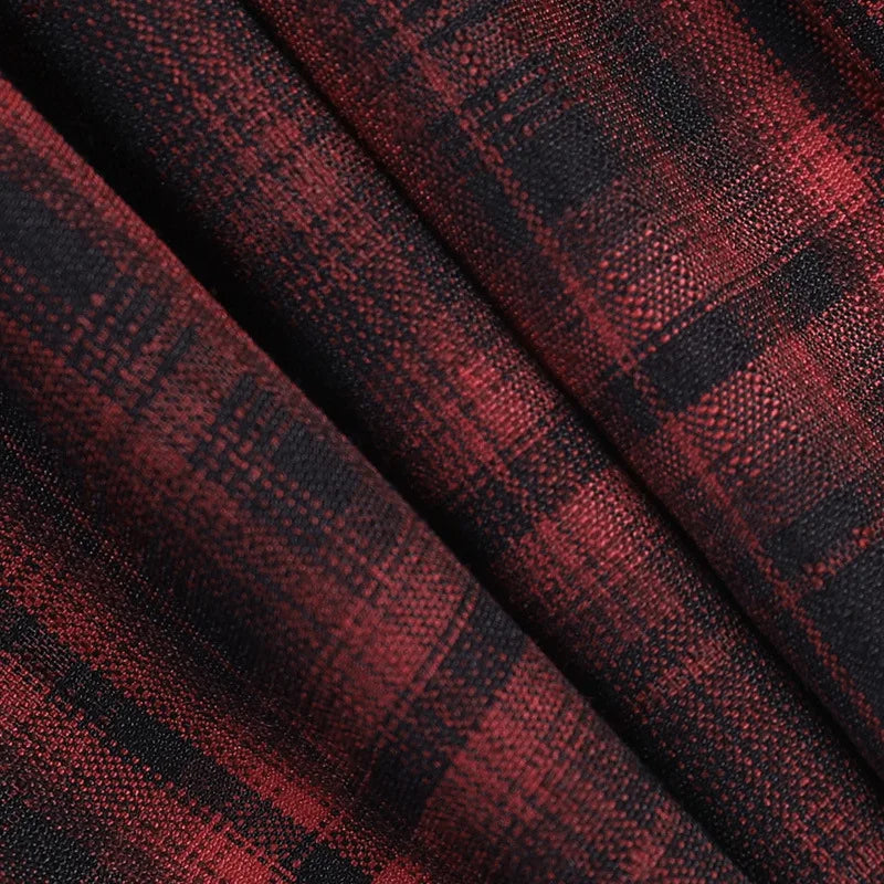 Scene Women's Red Plaid Gothic Mini Dress with Chain Details