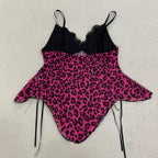 Scene Pink Leopard Print Lace-Trim Camisole Top