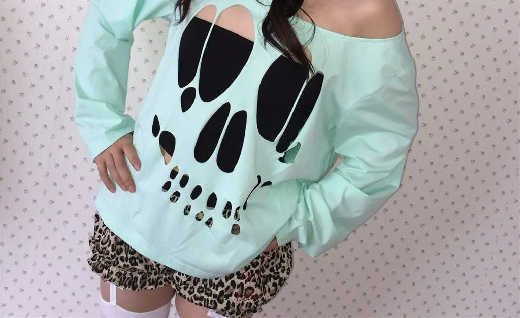 Scene Mint Green Skull Cutout Two-Piece Top Set