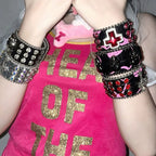Scene Gothic Leather Crystal Cross Cuff Bracelet