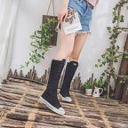 Scene Women's Knee-High Canvas Lace-Up Boots