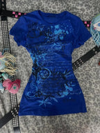 Scene Blue Floral Graphic Short-Sleeve T-Shirt