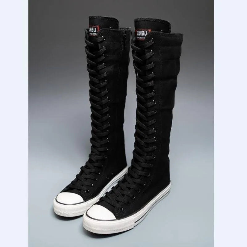 Scene Women's Knee-High Canvas Lace-Up Boots
