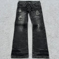 Scene Black Distressed Lace-Up Micro-Flare Jeans