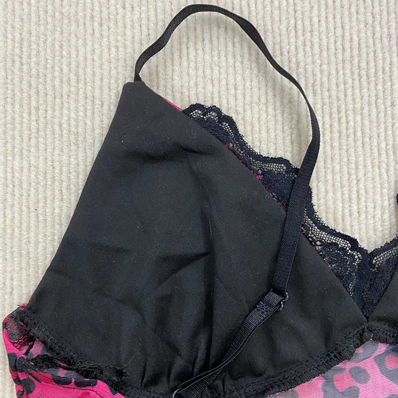 Scene Pink Leopard Print Lace-Trim Camisole Top