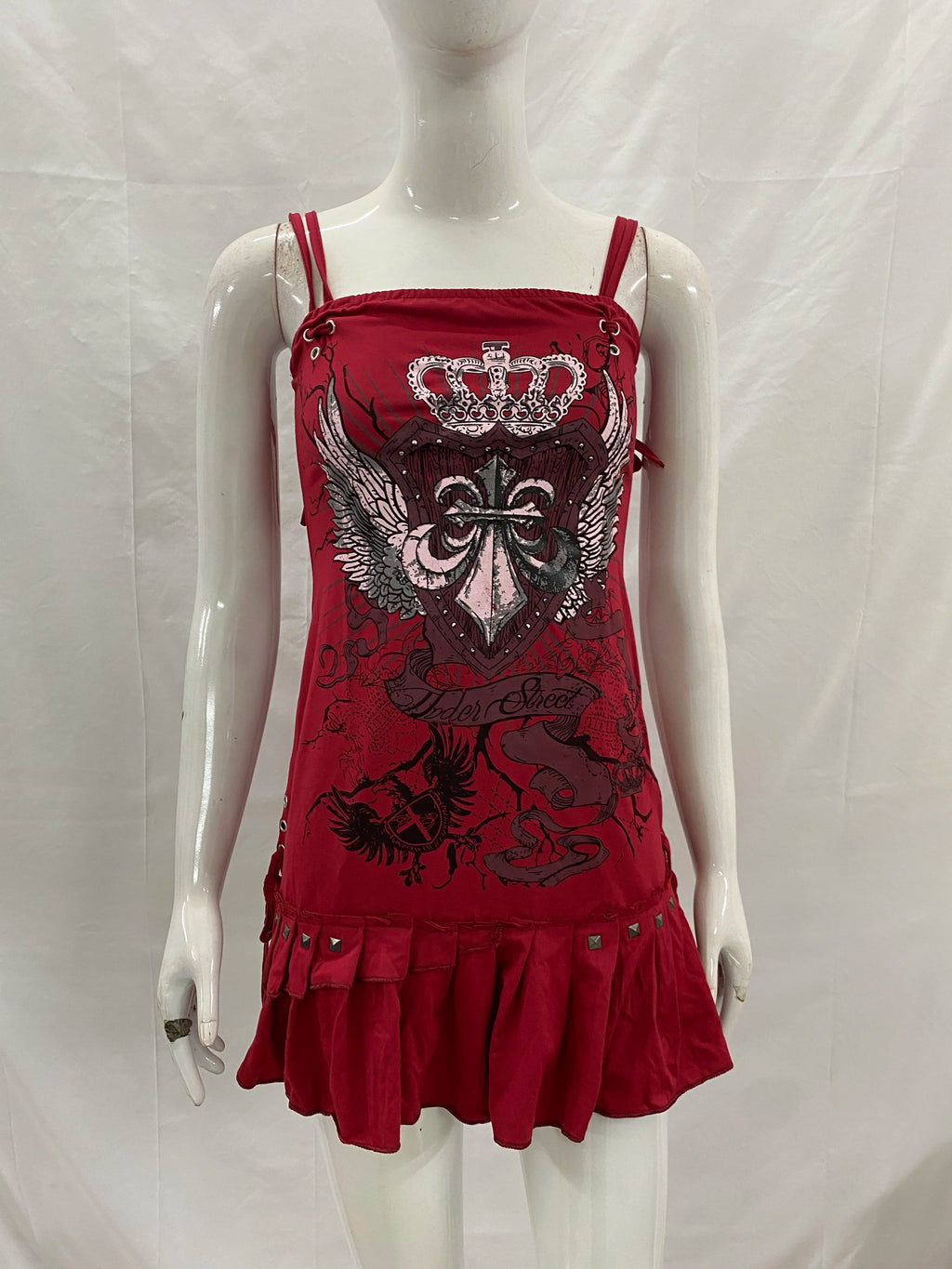 Scene Women's Red Lace-Up Graphic Mini Dress