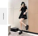 Scene Black Platform Mary Jane Shoes with Buckle and Stud Details
