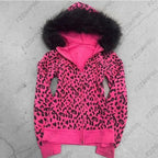 Scene Leopard Print Hooded Zip Sweatshirt