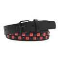 Scene Pyramid Stud PU Belt with Square Rivets – Black with Red, White or Purple Accents