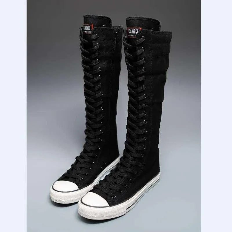 Scene Women's Knee-High Canvas Lace-Up Boots