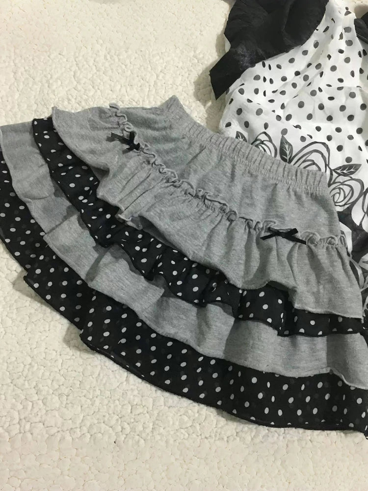 Scene Women's Y2K Polka Dot Ruffle Mini Skirt