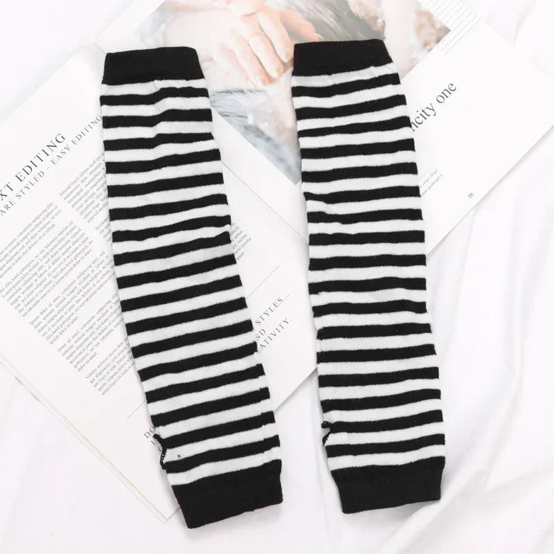 Scene Striped Knit Fingerless Arm Warmers – 32 cm