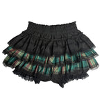 Scene Black Lace-Trimmed Plaid Ruffle Skirt
