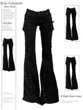 Scene Women's Black Low-Rise Flare Jeans with Cargo Pockets