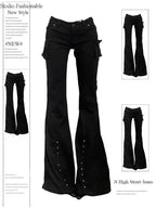 Scene Women's Black Low-Rise Flare Jeans with Cargo Pockets