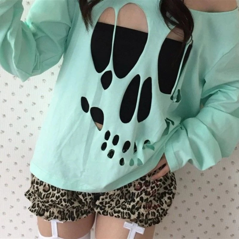 Scene Mint Green Skull Cutout Two-Piece Top Set
