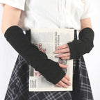 Scene Striped Knit Fingerless Arm Warmers – 32 cm