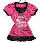 Scene Pink Graphic Short-Sleeve T-Shirt with Polka-Dot Hem
