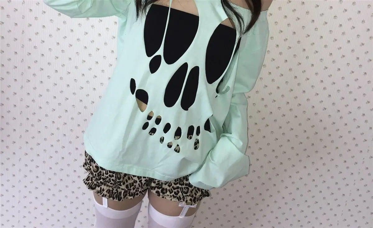 Scene Mint Green Skull Cutout Two-Piece Top Set