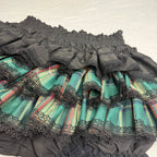 Scene Black Lace-Trimmed Plaid Ruffle Skirt