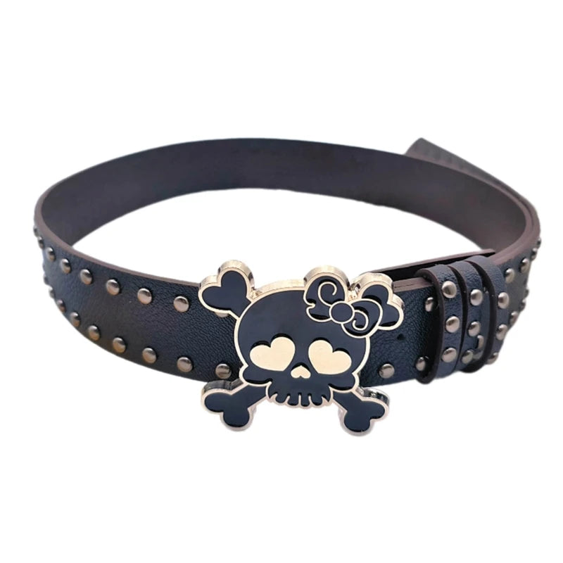 Scene Skull Studded PU Belt with Rivets