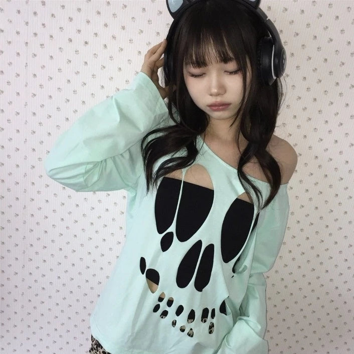 Scene Mint Green Skull Cutout Two-Piece Top Set