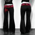 Scene Women's Low-Rise Flare Pants with Red Foldover Waistband