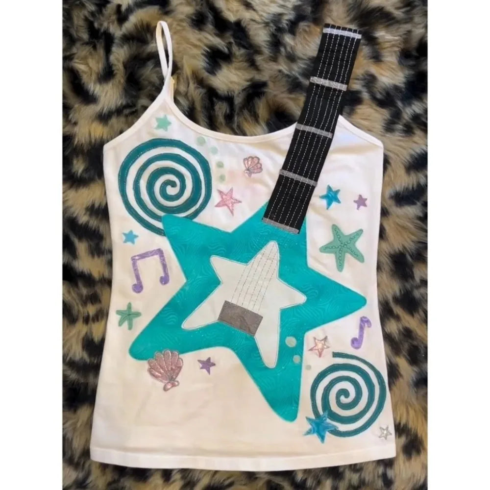 Scene Turquoise Musical-Note Print Camisole