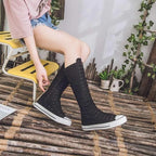 Scene Women's Knee-High Canvas Lace-Up Boots
