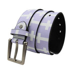 Scene Purple Geometric Cross Pattern PU Belt with Metal Buckle