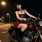 Scene Women's Red Lace-Up Graphic Mini Dress