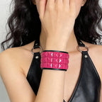 Scene Hot Pink Pyramid-Stud Adjustable Cuff Bracelet