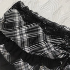 Scene Women's Black and White Plaid Lace-Trim Mini Skirt