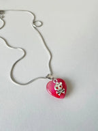 Scene Red Heart Skull Pendant Necklace