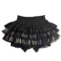 Scene Black Lace-Trimmed Plaid Ruffle Skirt