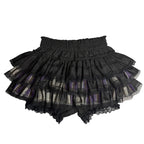 Scene Black Lace-Trimmed Plaid Ruffle Skirt